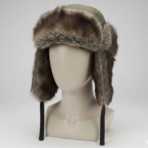 Rare Vintage 90s Faux Fur Trapper Hat Ushanka Style Ear Flaps Size 7 1/ 4 Green